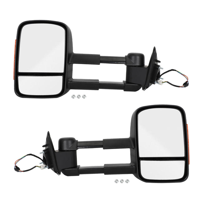 Paar elektrische ausziehbare Abschleppspiegel für Nissan Navara NP300 2015+ Schwarz Generic