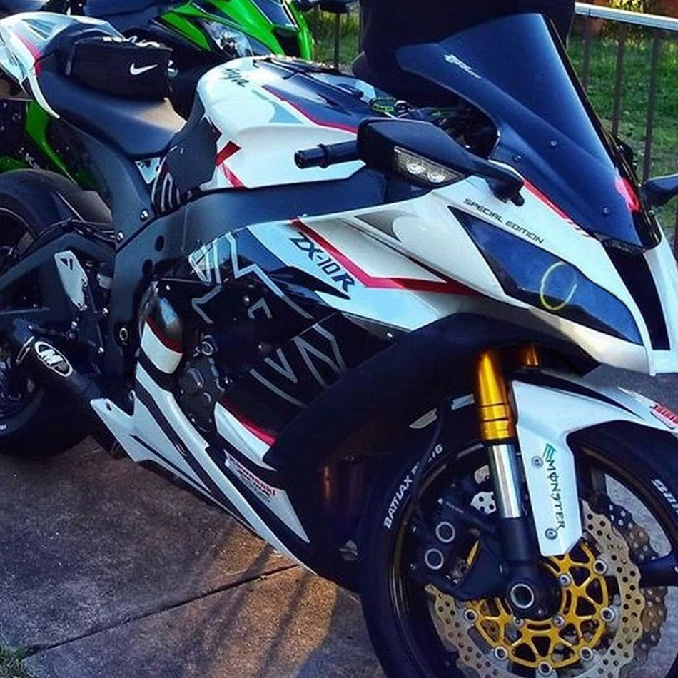 Kit de carénage Amotopart Kawasaki ZX10R 2011-2015 Blanc Noir