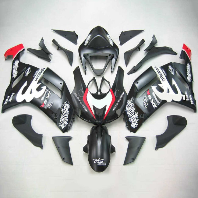 Amotopart Kawasaki 2007-2008 ZX6R 636 Kit déclencheur Logos Noir Blanc