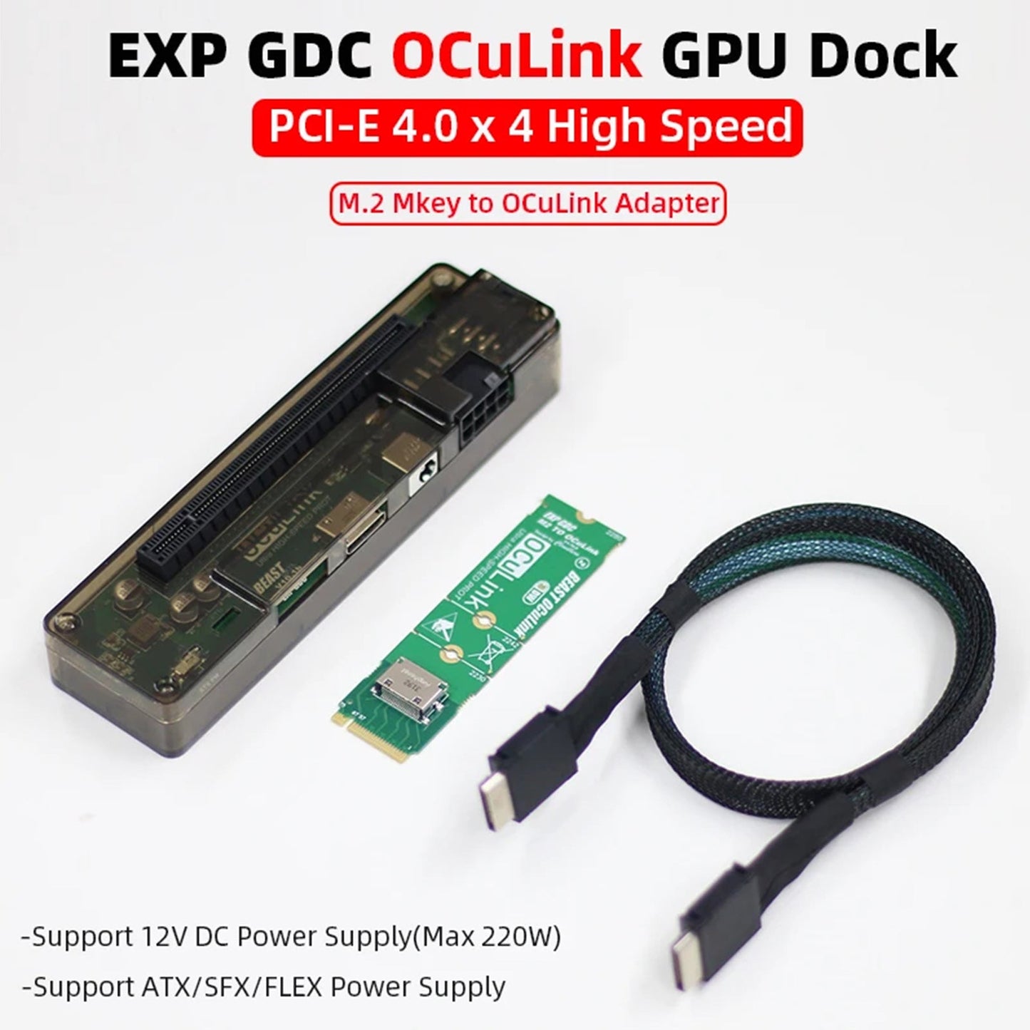 PCI-E X4 M.2 auf OCULINK Adapterplatine, externe Grafikkarte, Laptop-Dockingstation