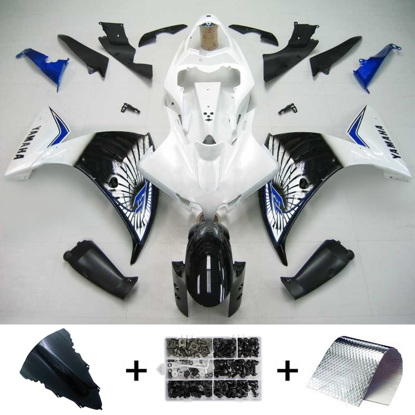 Amotopart Yamaha 2012-2014 YZF 1000 R1 White Black Fearing Kit