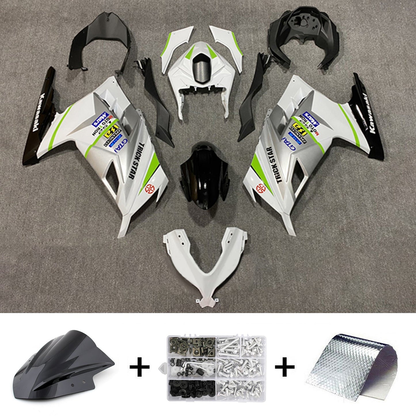 Amotopart Verkleidungsset für Kawasaki EX300/Ninja300 2013–2017, Karosserie, Kunststoff, ABS