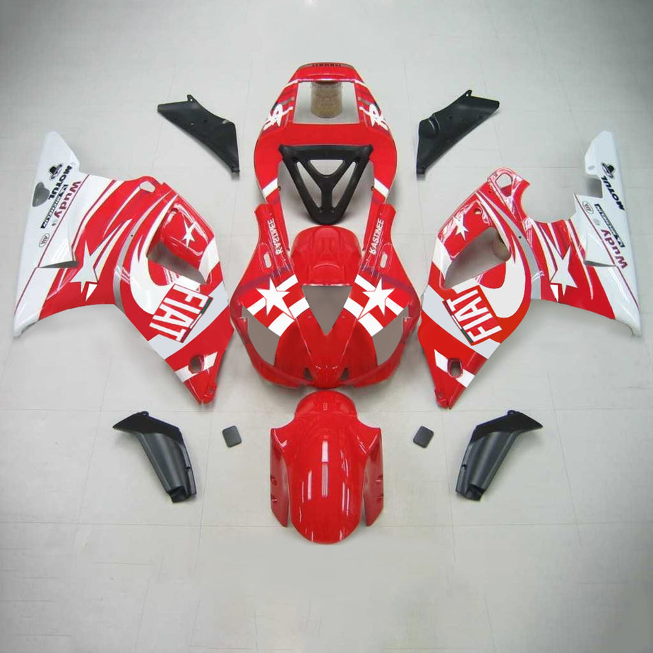 Amotopart Yamaha 1998-1999 YZF 1000 R1 rouge avec kit de carénage blanc