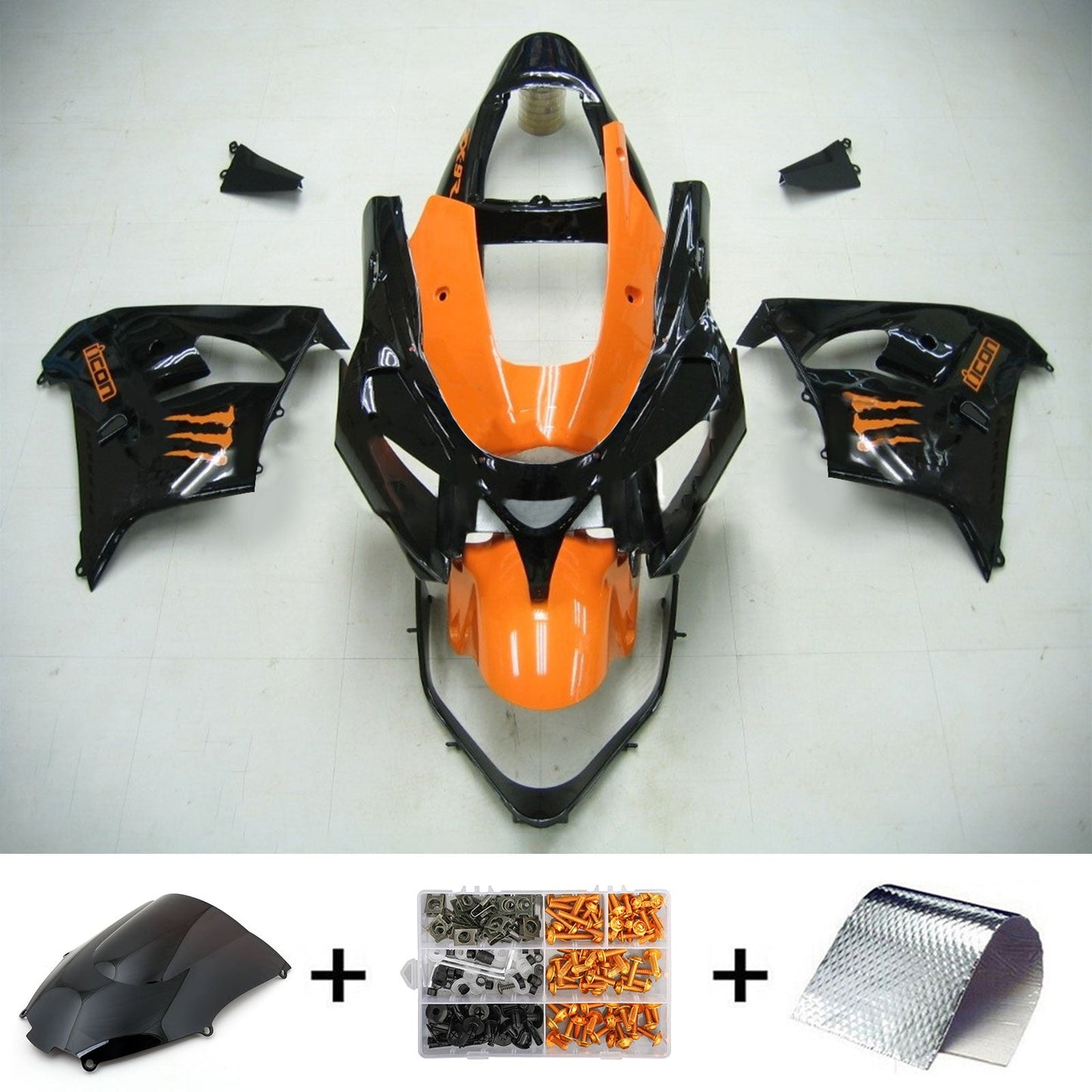 Amotopart Kawasaki 2002-2003 ZX9R Kit de déclenchement Orange Noir Mix