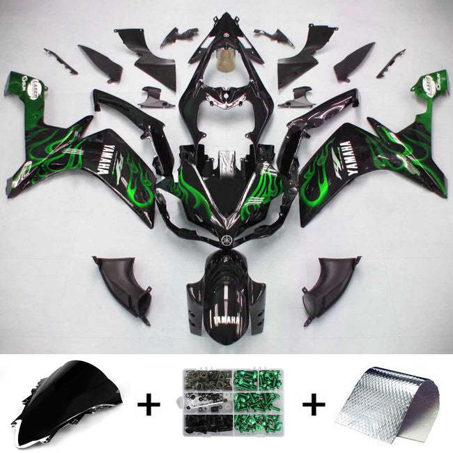 Amotopart Yamaha YZF 1000 R1 2007-2008 Green Black Fearing Kit