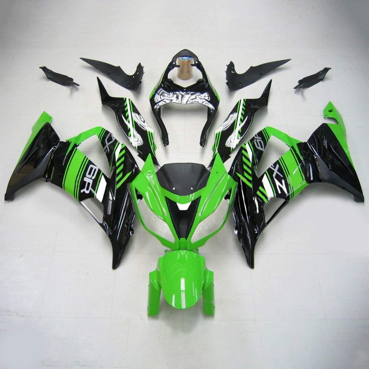 Amotopart Kawasaki 2013-2018 ZX6R 636 Black Green Fearing Kit