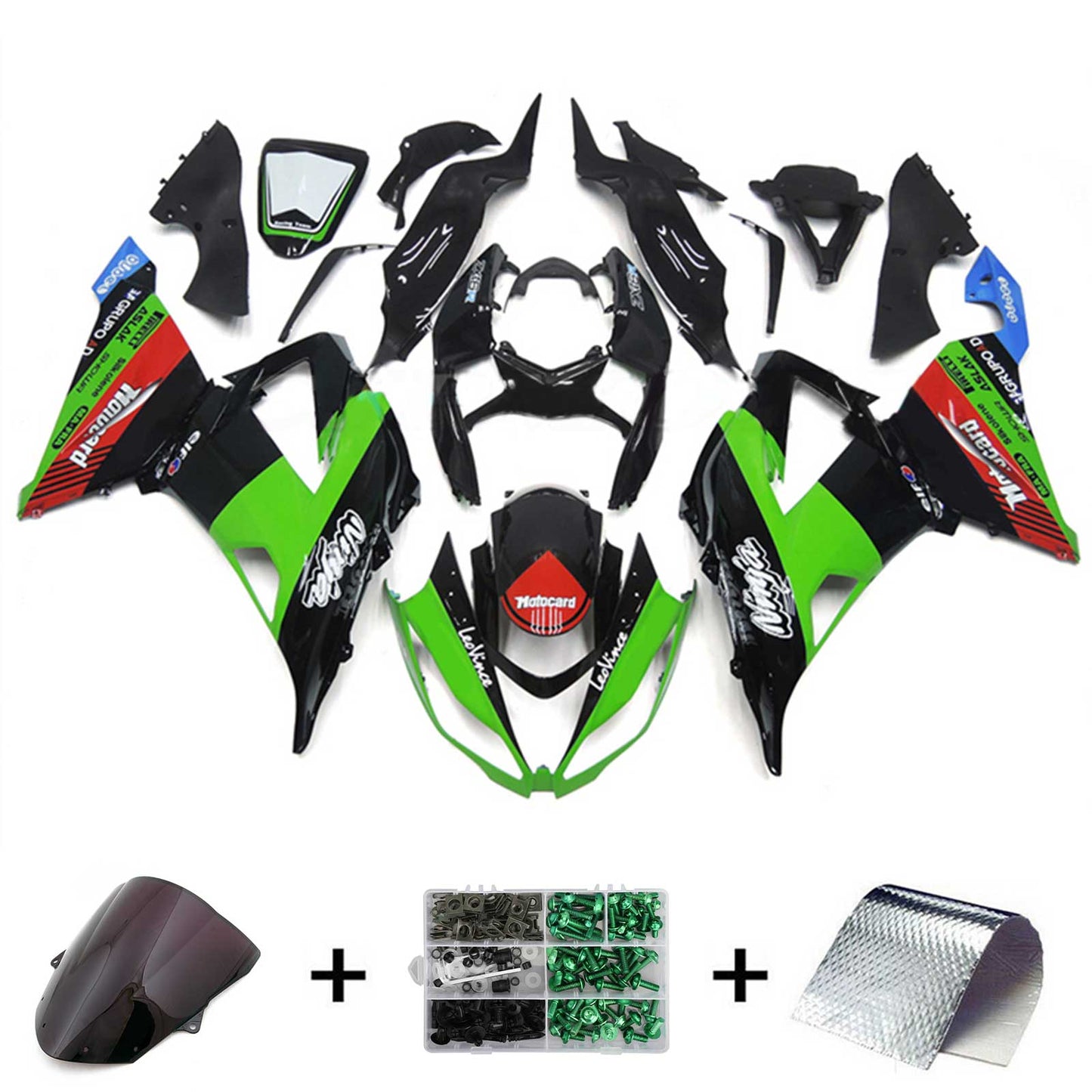 Amotopart Verkleidungsset für Kawasaki ZX6R 636 2013–2018, Karosserie, Kunststoff, ABS