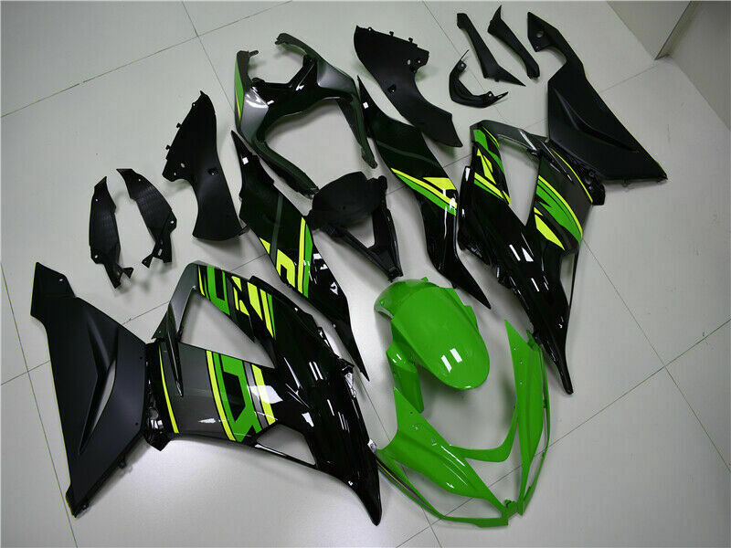 AMOTOPART-Verziehung Injektion Kunststoff Kit Grün Schwarz mit Bolzenkit Passform für Kawasaki ZX6R 13-18 Generic