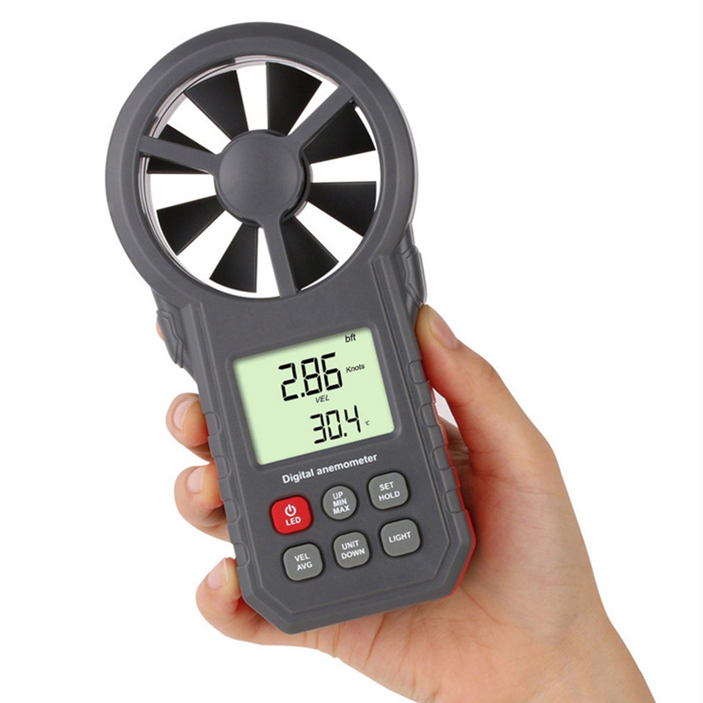 LCD Digital Anemometer Thermometer Luftdurchflussmesser Windgeschwindigkeitsmesser 0-30M/s