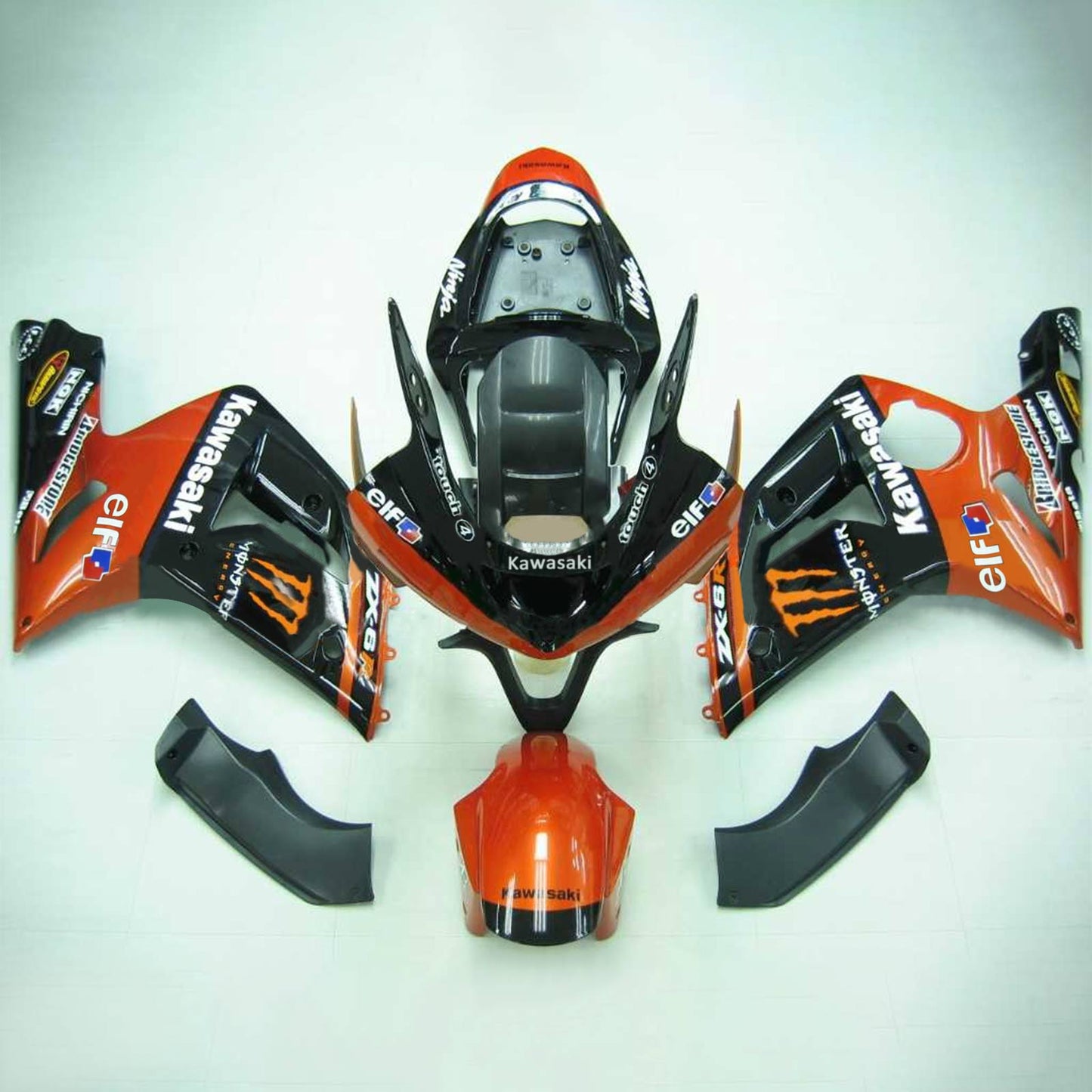 Amotopart 2003-2004 Kawasaki ZX6R 636 Schwarzorange Abzugskit