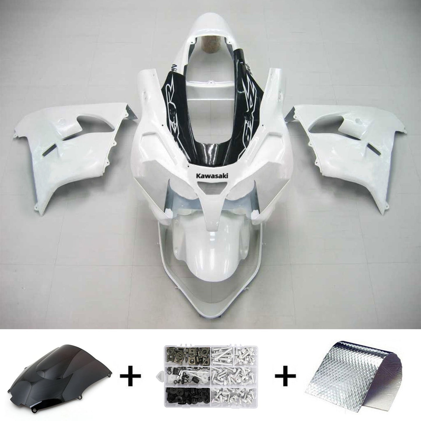 Kit de peur Amotopart Kawasaki 2002-2003 ZX9R Blanc Noir