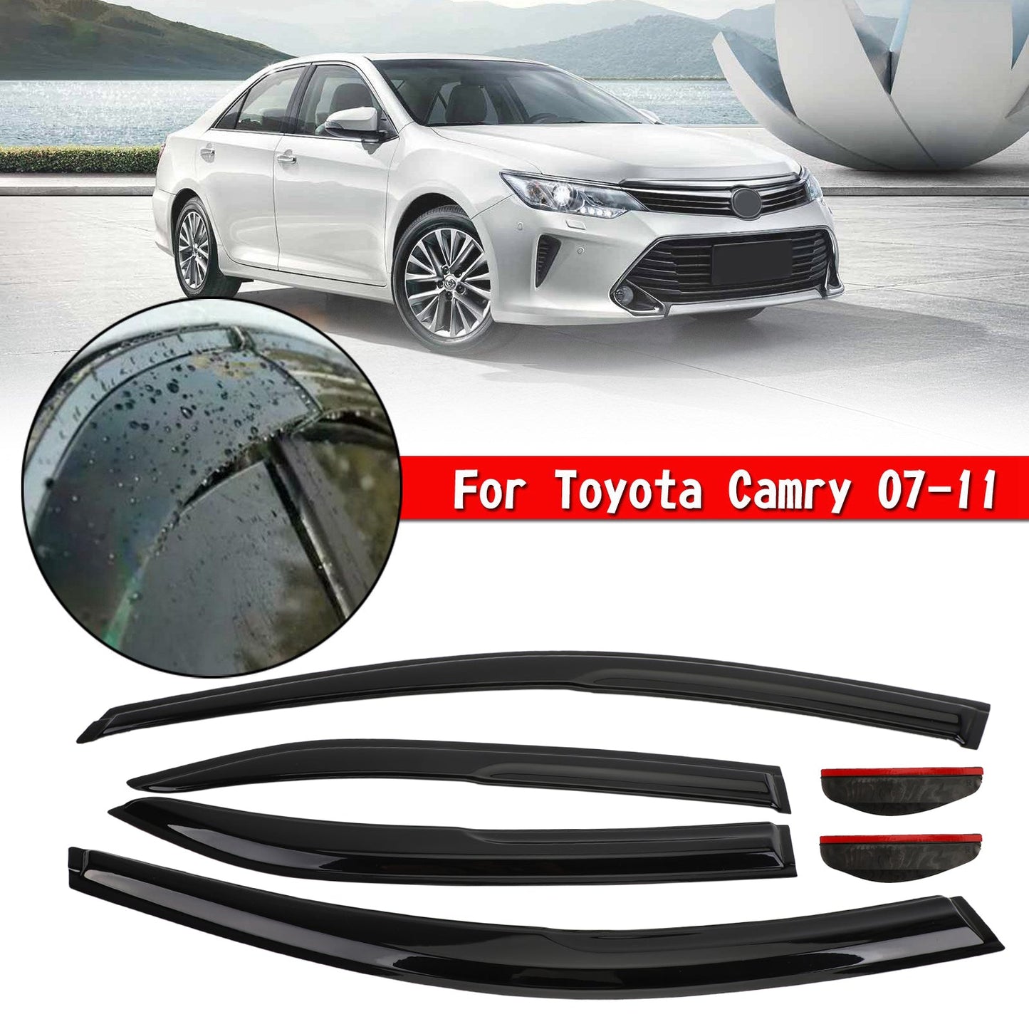 Toyota Camry 07-11 Autofenster Sun Rain Guard Visiere Kit 6PCS
