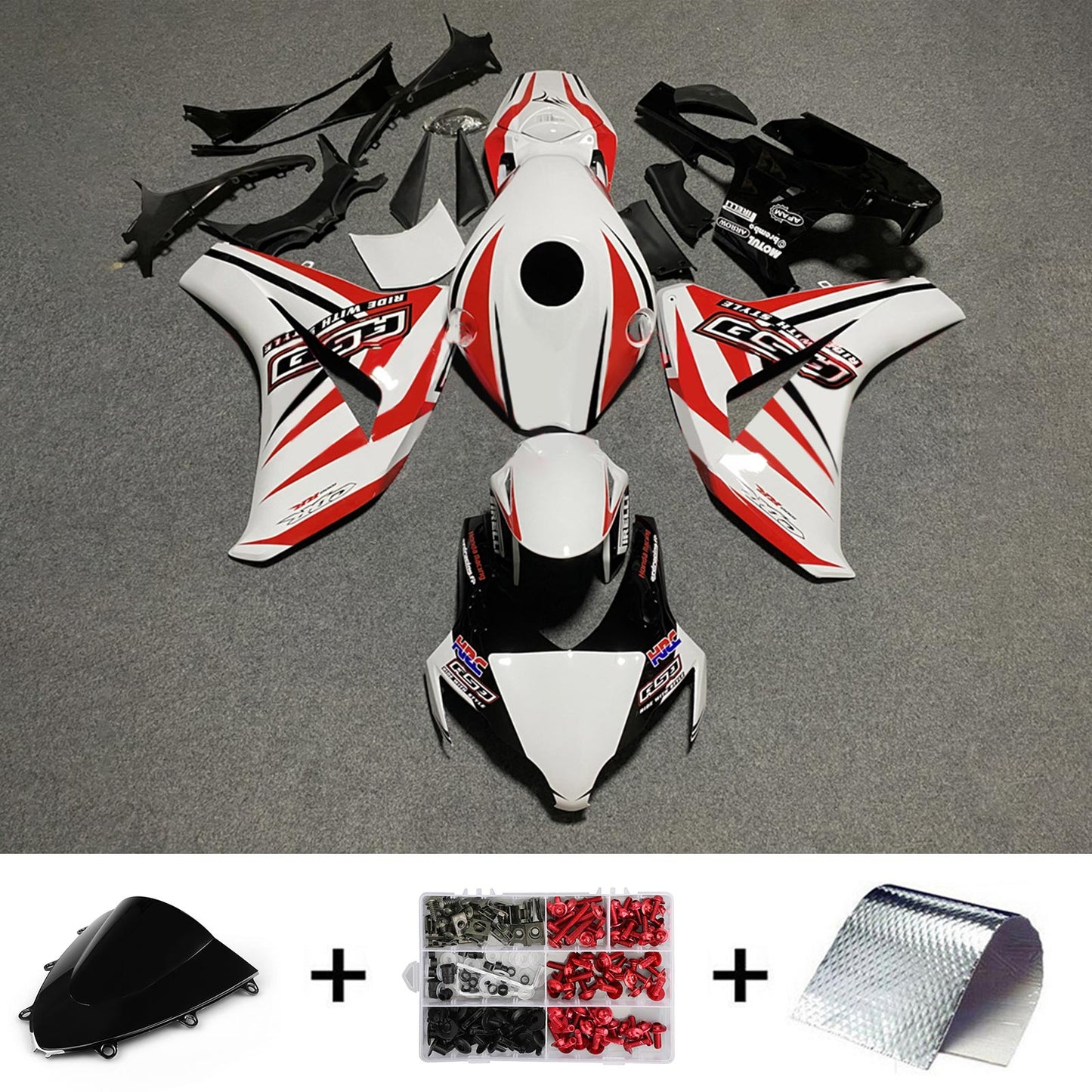 Amotopart Honda CBR1000RR 2008–2011 Verkleidungsset, Karosserie, Kunststoff, ABS