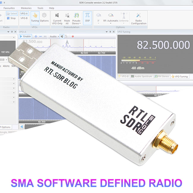 RTL-SDR Blog V3 RTL2832U 1PPM TCXO HF Biast SMA Radio définie par logiciel R820T2