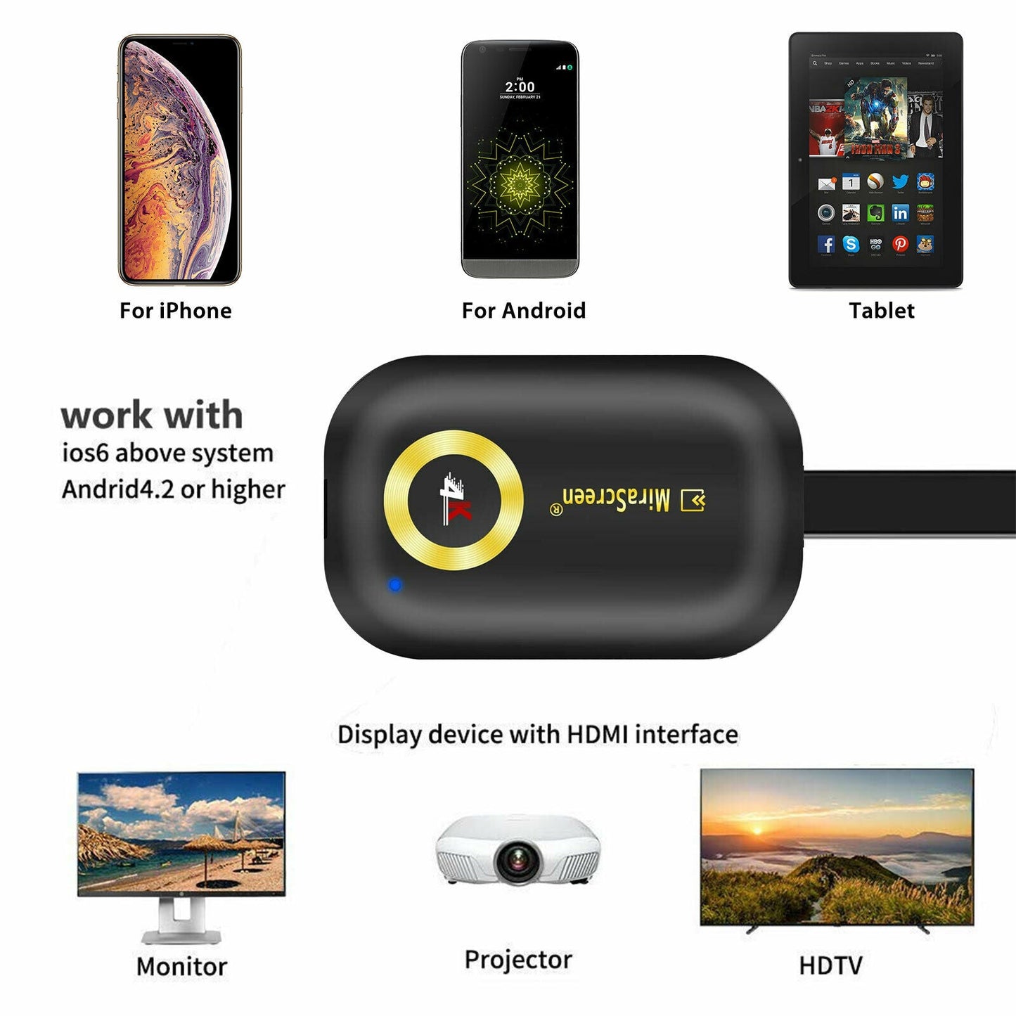 G9 True 4K TV Stick TV Streamer Display HDM WiFi Récepteur de dongle sans fil