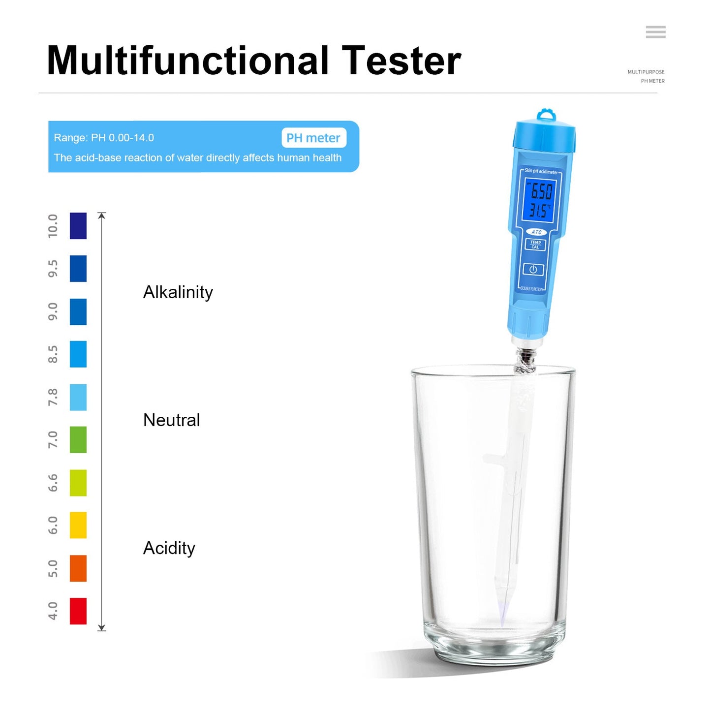 PH-Meter-Thermometer-Stift für Lebensmittel, Obst, Fleisch, Boden, Labor, digitaler S?ure-PH-Tester