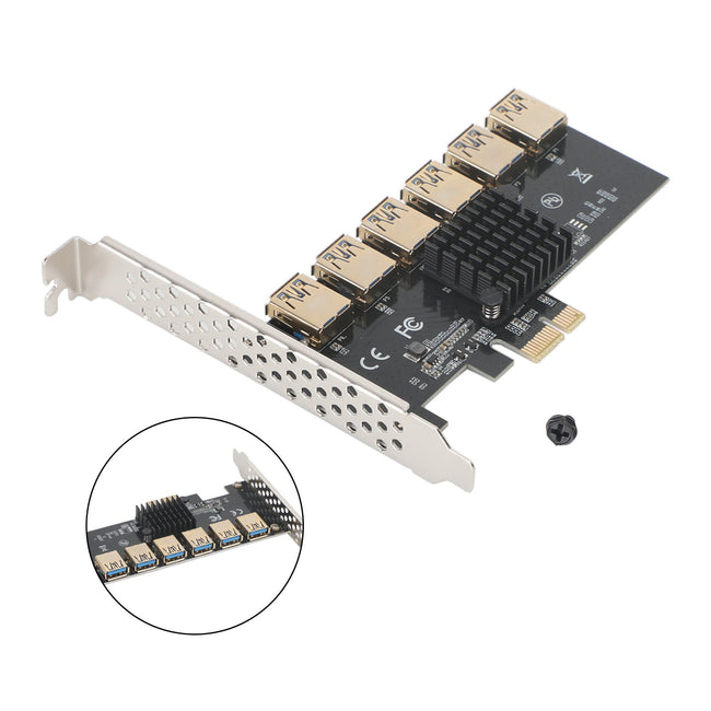 20Gbs PCI-E X4 à 6 * USB3.0 PCI-E X1 Riser Card Adapter Extender, adapté à l'exploitation minière