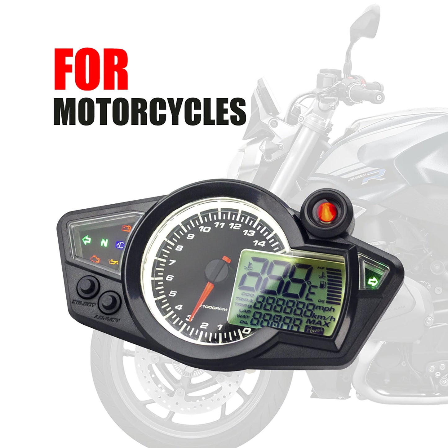 Compteur de vitesse numérique TFT moto universelle 14000 tr/min compteur de fond de vitesse