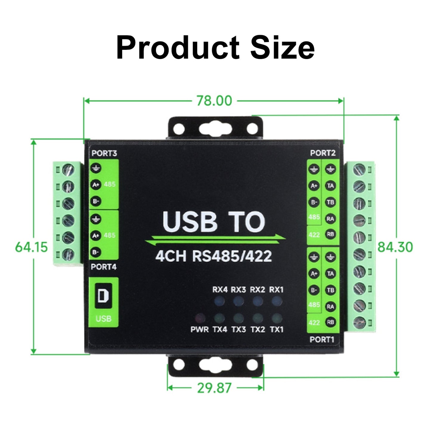 USB zu RS422 RS485 Industrielles isoliertes Konverter-Adaptermodul