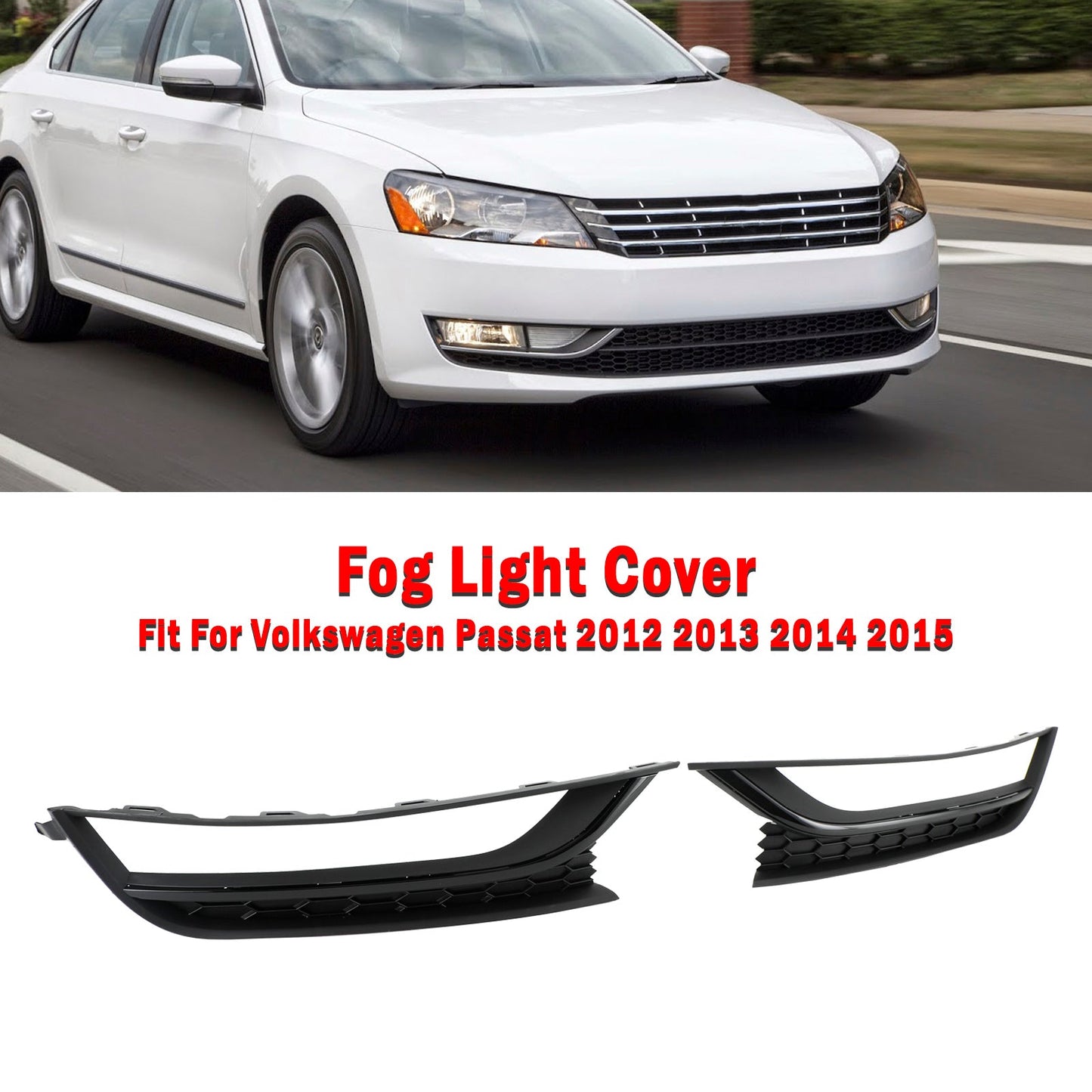 Volkswagen Passat 2012–2015, schwarz, 2 Stück, vordere Waben-Nebelscheinwerferabdeckung