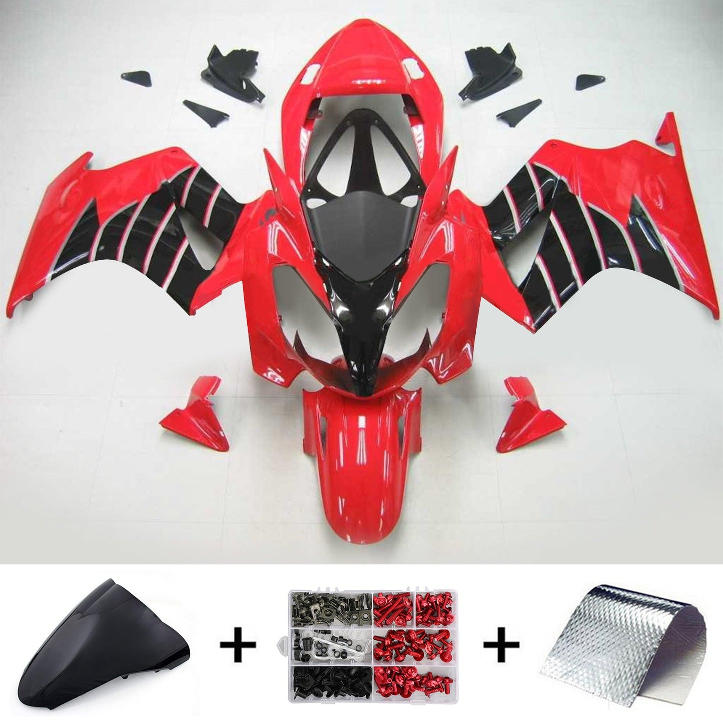 Amotopart 2002-2012 Honda VFR800 Red &amp; Black Wing Fearing Kit