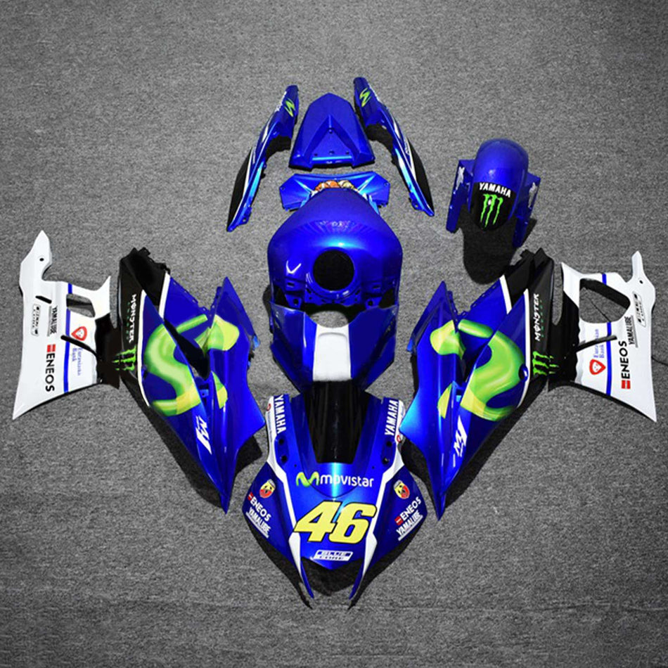 Amotopart Yamaha 2019-2021 YZF R3/YZF R25 Kit de carénage Noir Bleu Blanc