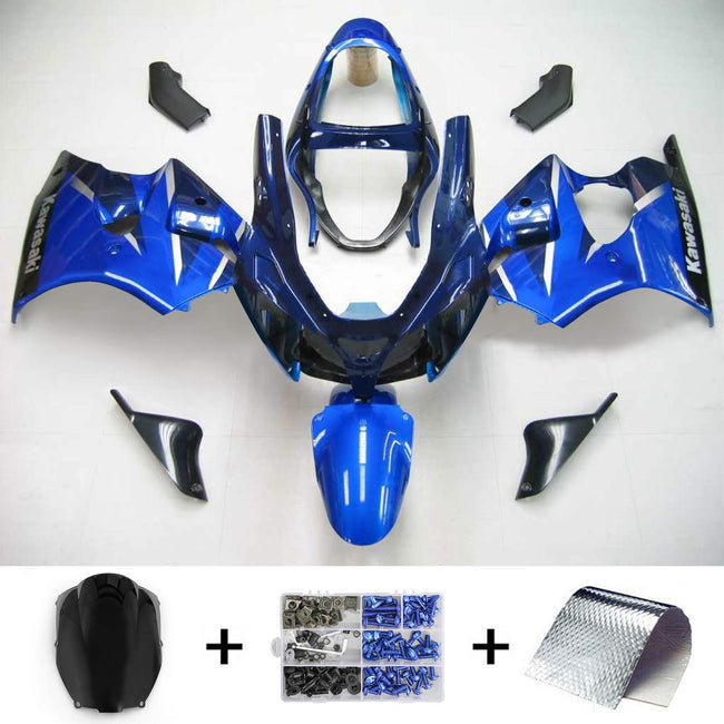 Amotopart 2000-2002 Kawasaki ZX6R Carénage Bleu Kit