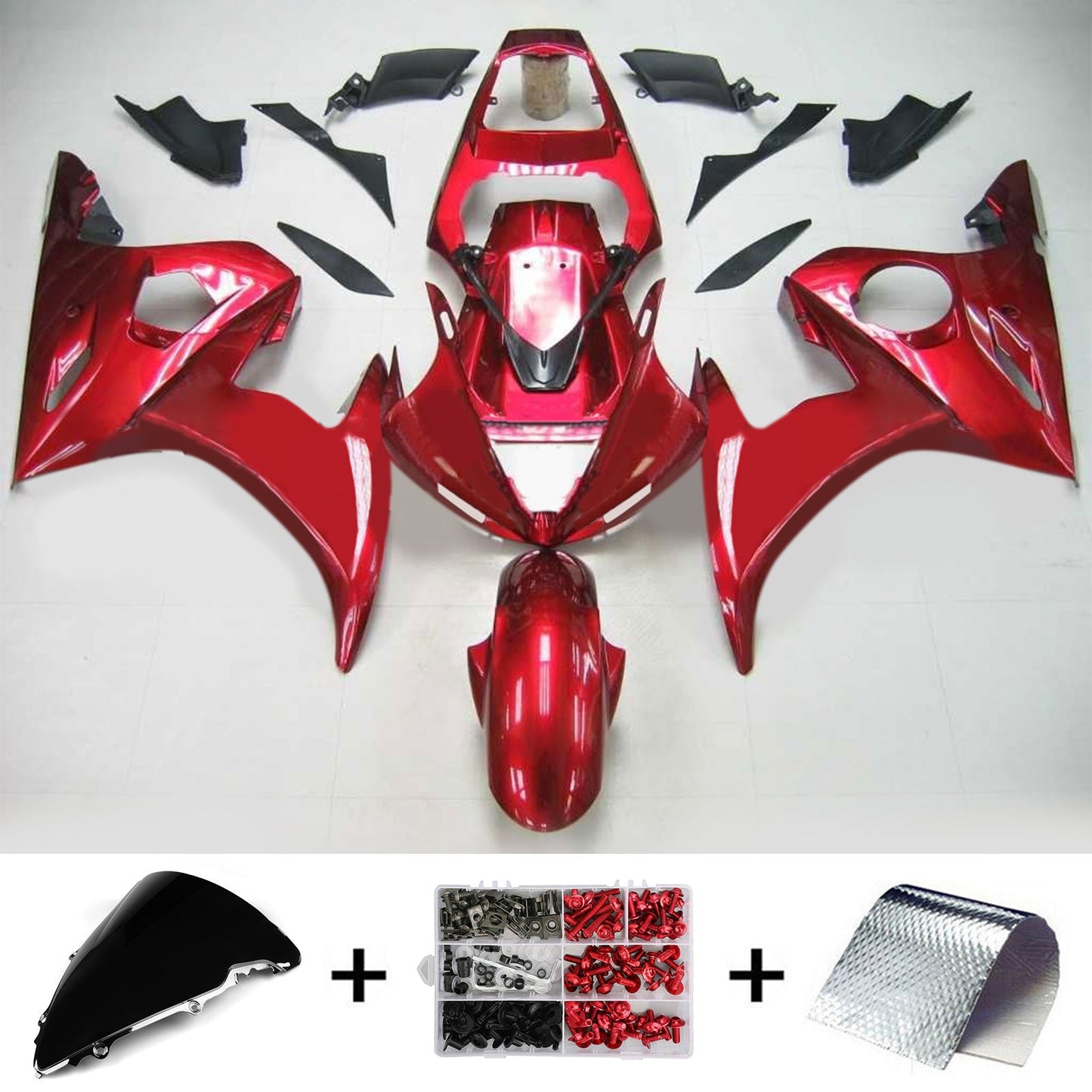 Amotopart Yamaha 2005 YZF 600 R6 Gloss Red Fearing Kit