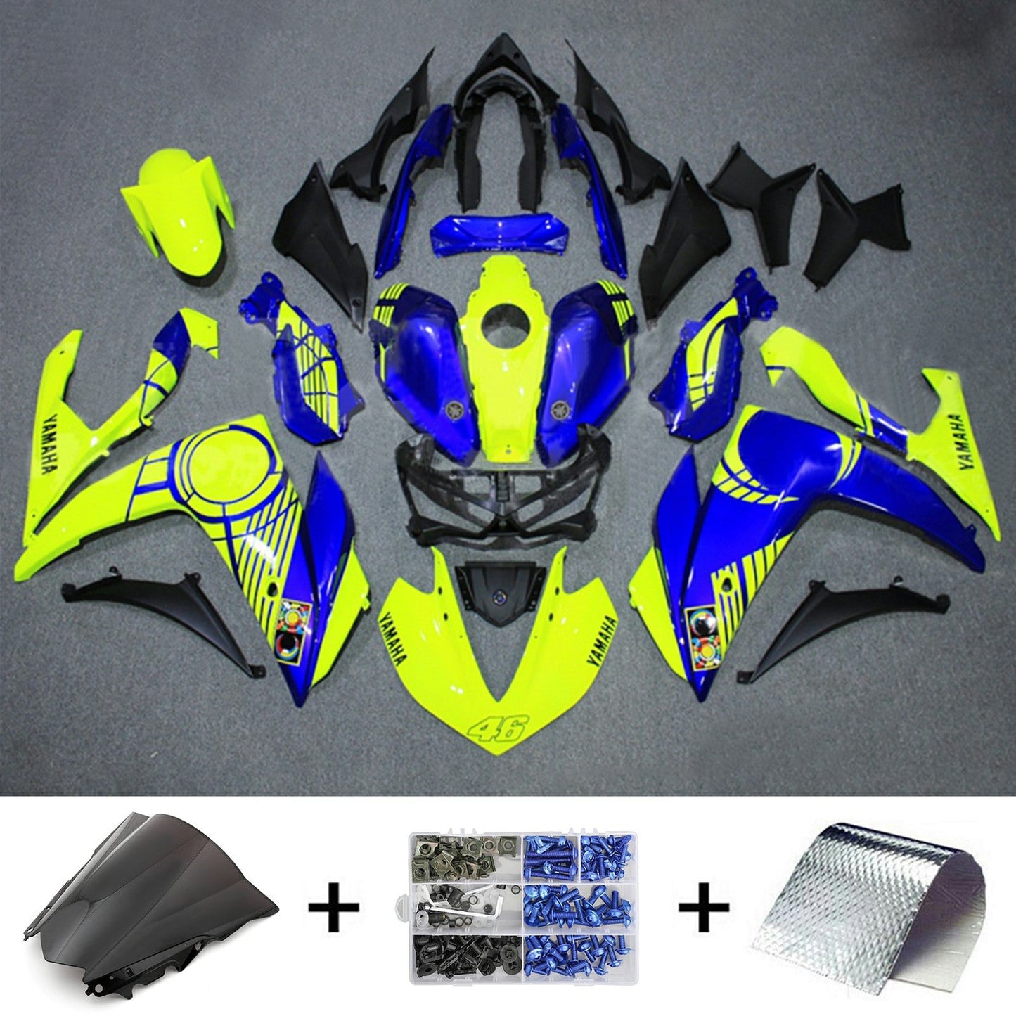 Amotopart Verkleidungsset für Yamaha YZF-R3 2014–2018, R25 2015–2017, Karosserie, ABS