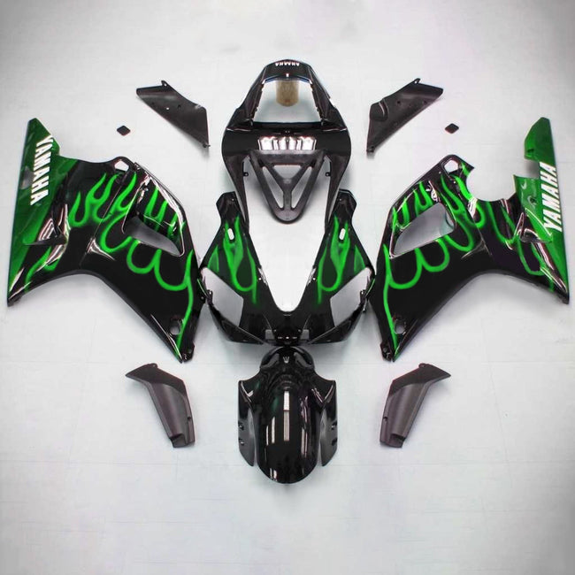 Amotopart 2000-2001 Yamaha YZF 1000 R1 Black & Green Flame Abzugskit