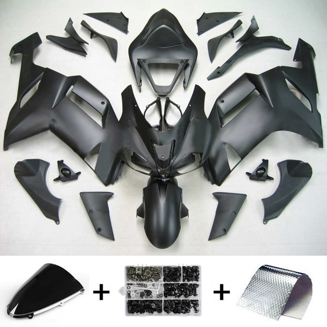 Amotopart Kawasaki 2007-2008 ZX6R 636 Kit de peur noir mat