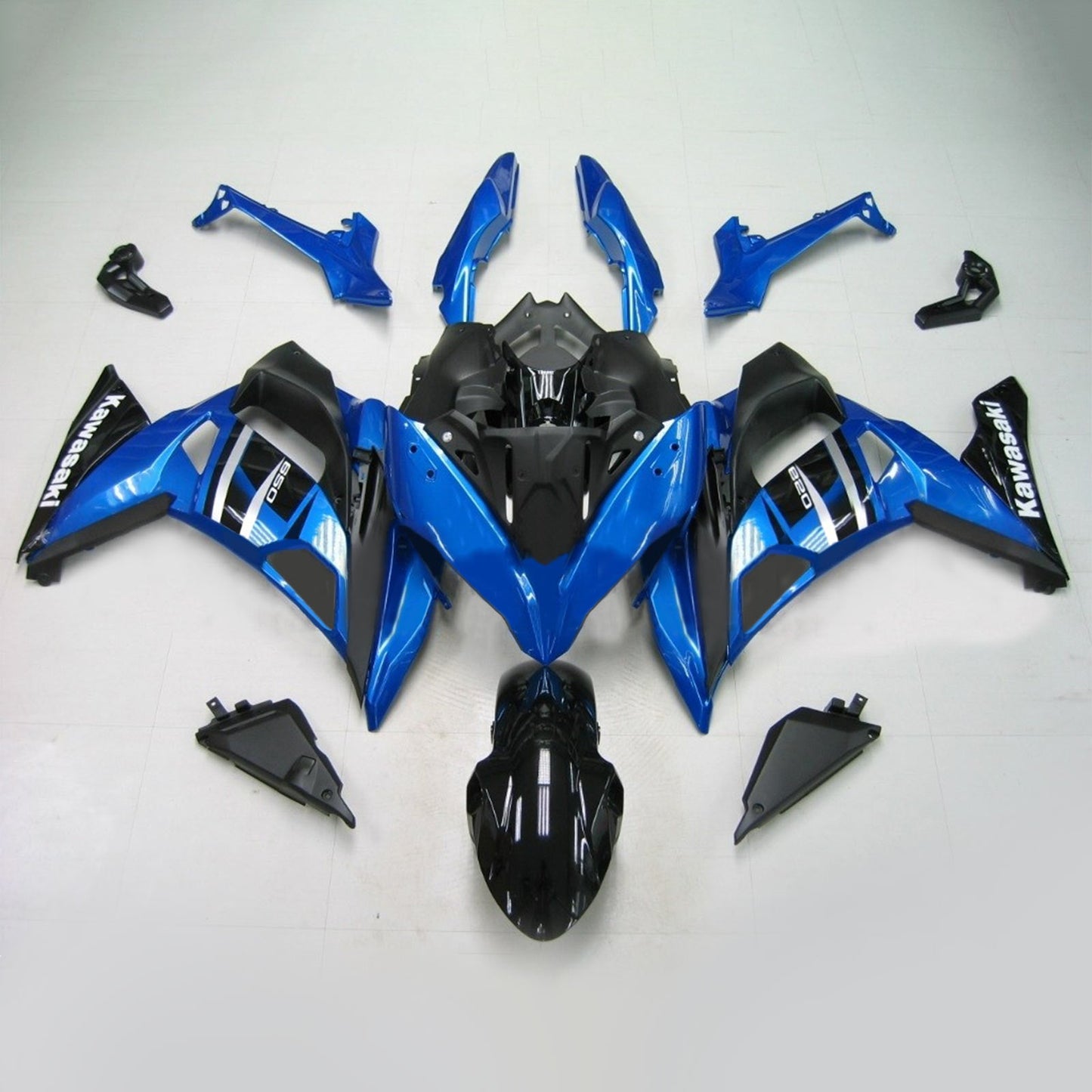 Amotopart Kawasaki ER6F/Ninja650r 2017-2019 Kit de carénage bleu brillant