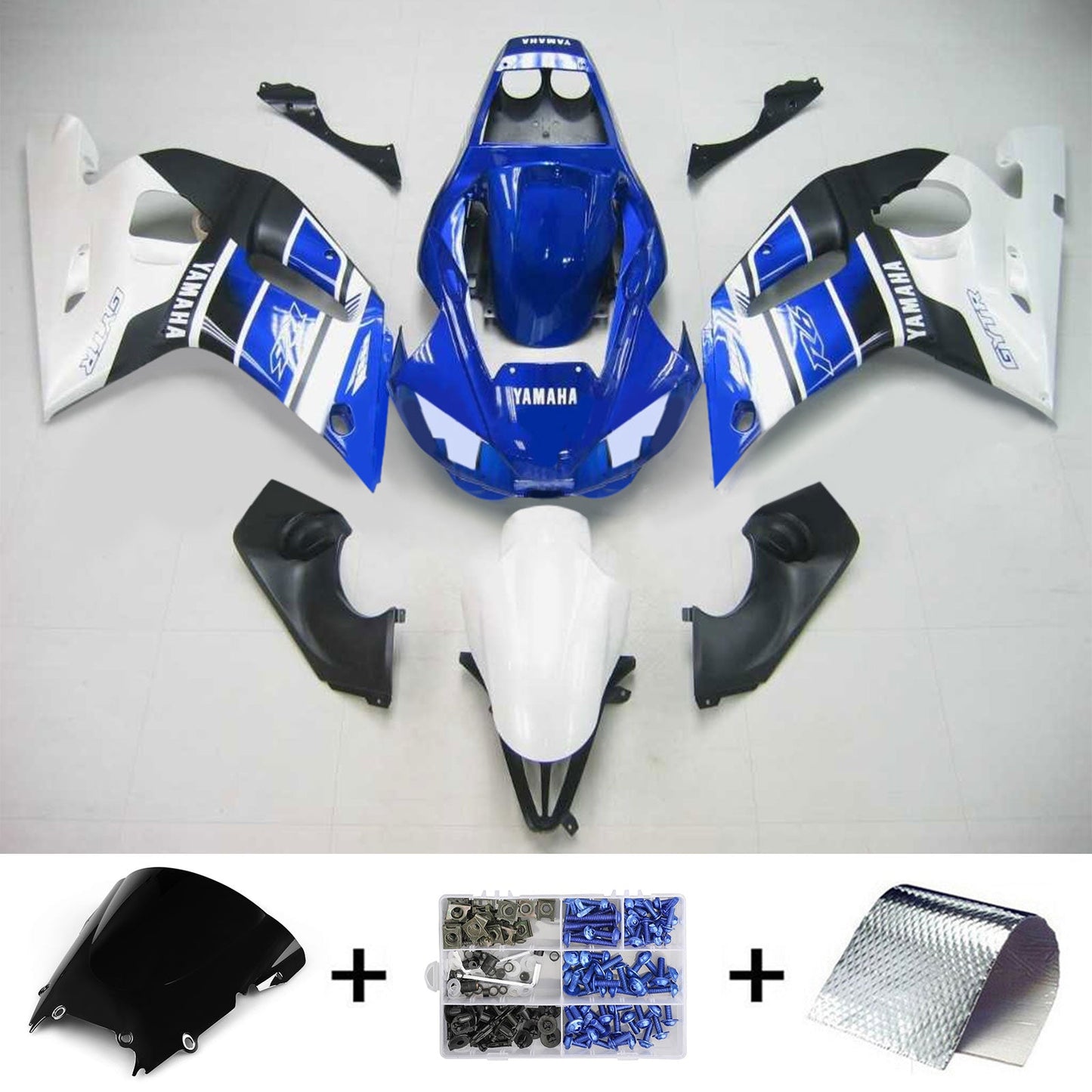 Amotopart Yamaha 1998-2002 YZF 600 R6 Blue Black Abzugskit