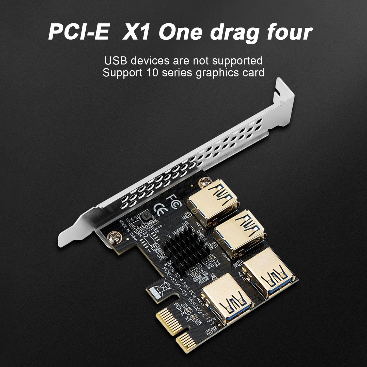 4 Ports PCIe Riser Adapter Board PCI E 1x to 4 USB 3.0 PCI E für Bitcoin Mining