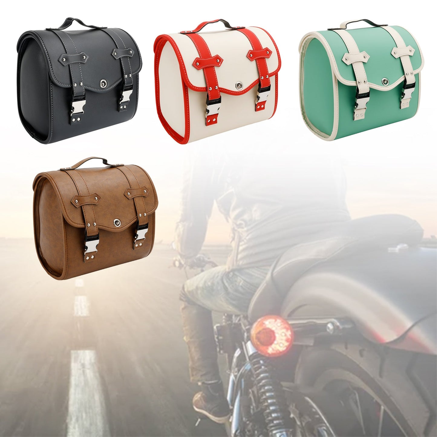 Satteltasche Seite Lagerung Werkzeug Tasche Universal Quick Release Pu Für Motorrad Braun